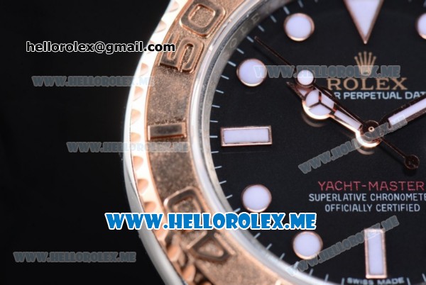 Rolex Yacht-Master 40 Clone Rolex 3135 Automatic Two Tone Case/Bracelet with Black Dial (BP) - Click Image to Close